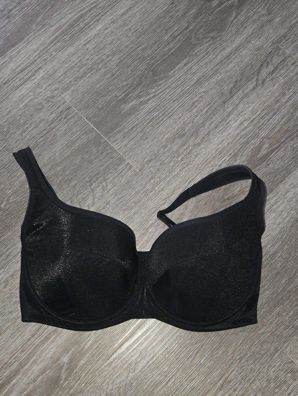 Black Shimmer Underwire Bra with Molded Cups